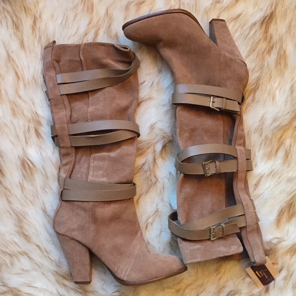 Zara Suede Knee Boots with Straps